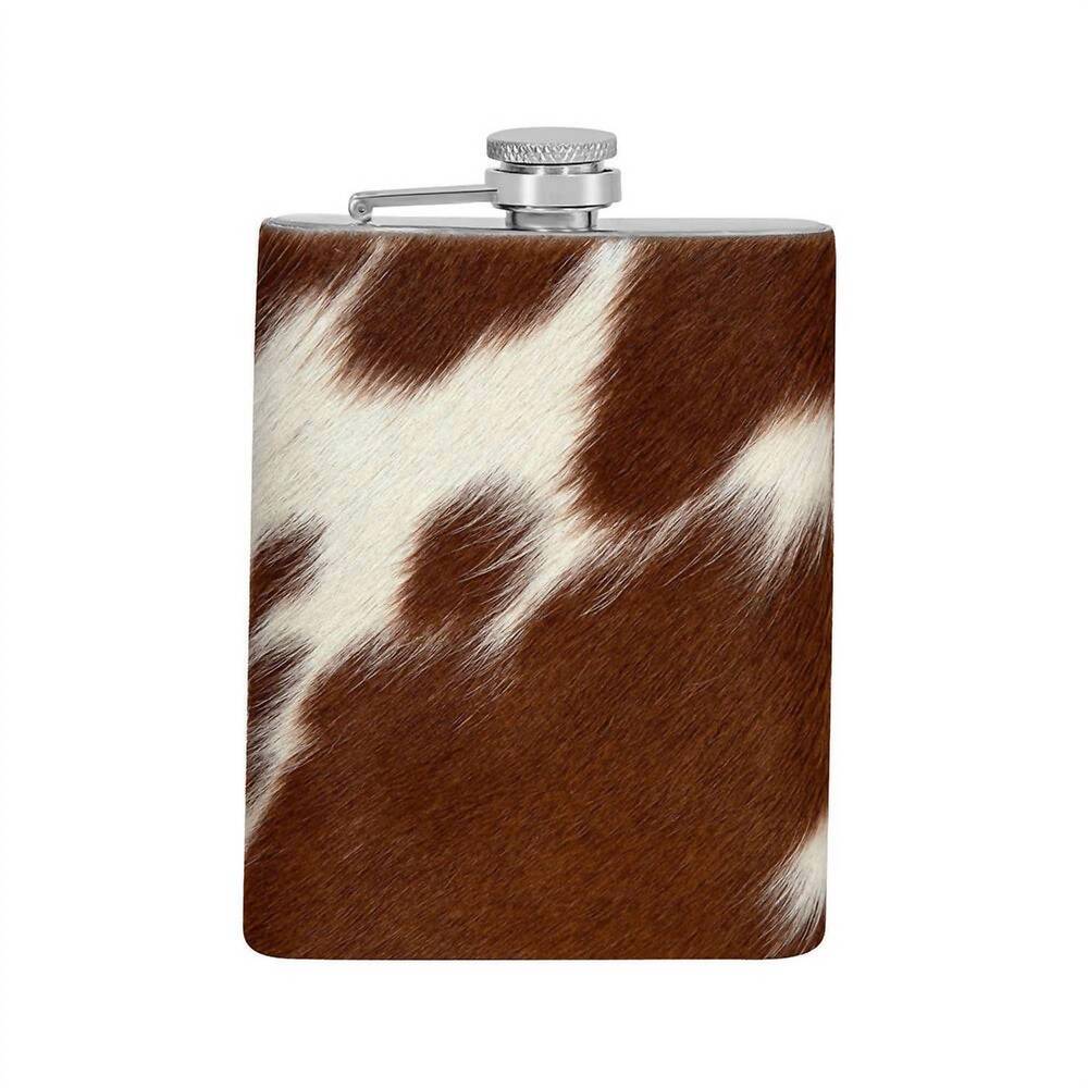 NEW MYRA BAG mountain trail flask in caramel hair-on hide
